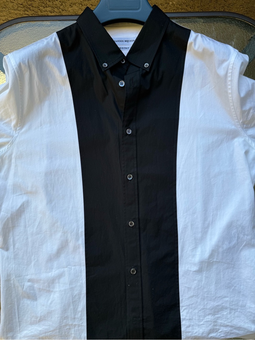 Alexander McQueen Men’s White Shirt with Central Black Panel - Picture 9 of 10